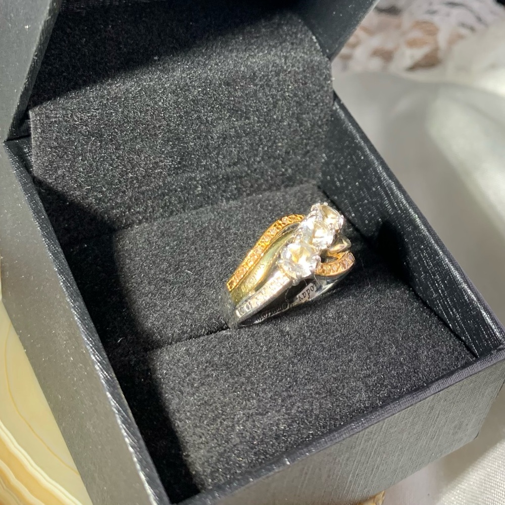 The Bradford Exchange Silver and Gold Women's Ring Sterling Silver CZ Ring